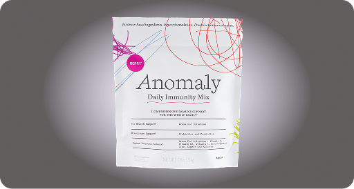 A canister of Anomaly Foundational Blend for adults.